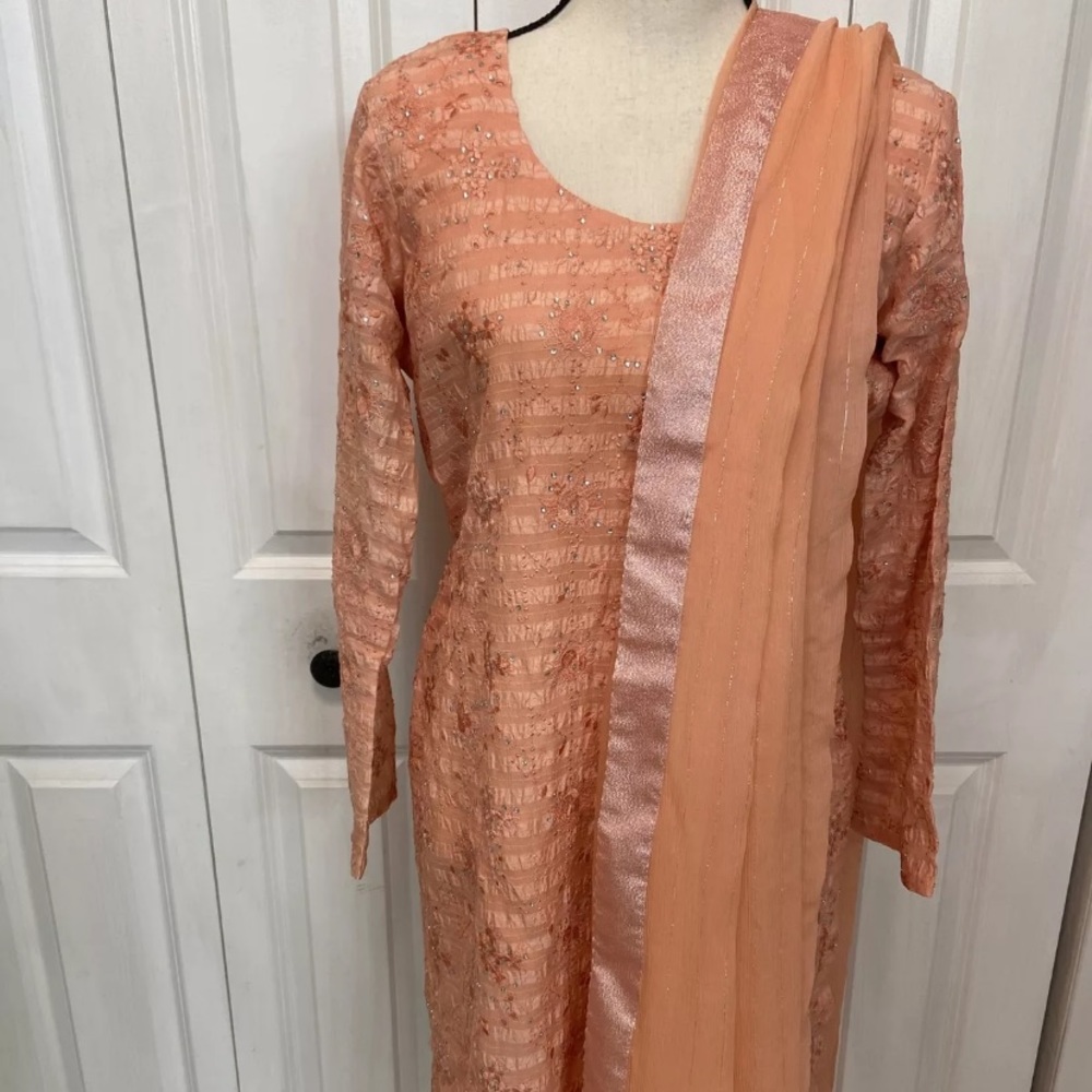 Pakistani Three Piece Formal Suit.Brand Bareeze Color Peach Brand New